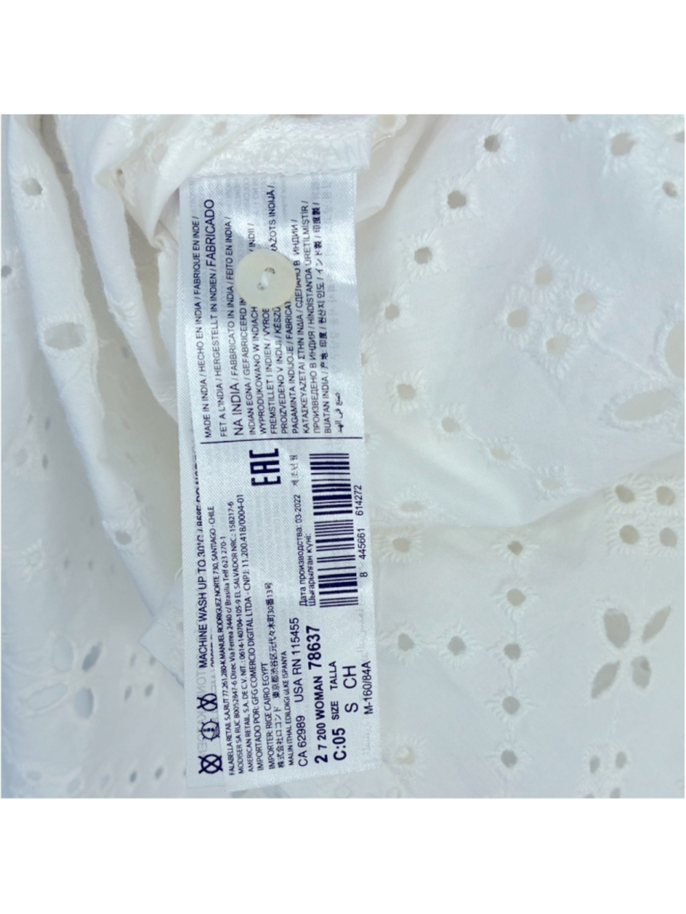 NWT MANGO (MNG) CAMISA Oversized White Eyelet Button Down Shirt Size 4 #0029 - Picture 9 of 10